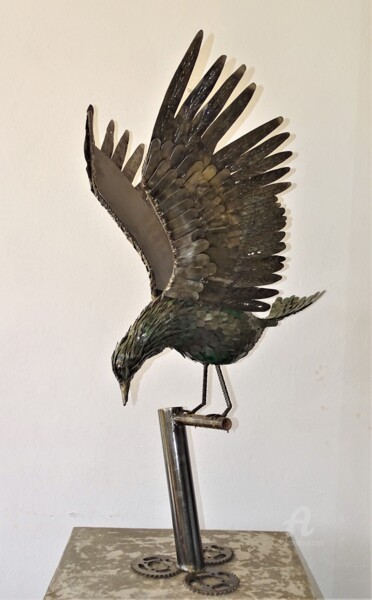 Sculptuur getiteld "Sculpture aigle en…" door Hassan Laamirat, Origineel Kunstwerk, Metalen