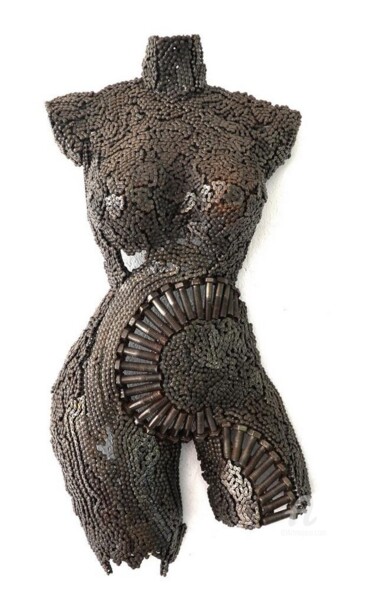 Sculpture titled "DEMI BUSTE DE FEMME…" by Hassan Laamirat, Original Artwork, Metals