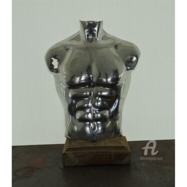 Скульптура под названием "BUSTE HOMME Alumini…" - Hassan Laamirat, Подлинное произведение искусства, Алюминий