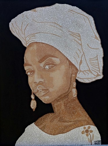 Картина под названием "African woman – Mad…" - Hassan Rachid, Подлинное произведение искусства, Мозаика