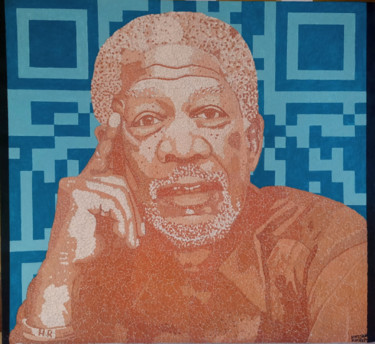 Schilderij getiteld "Morgan Freeman– Mad…" door Hassan Rachid, Origineel Kunstwerk, Mozaïek