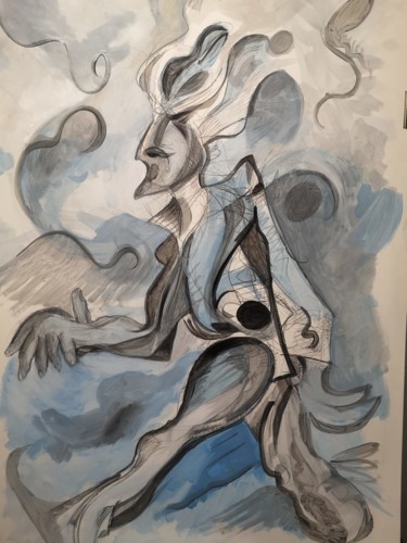Peinture intitulée "walking in the smoke" par Hassen Bakiri, Œuvre d'art originale, Huile
