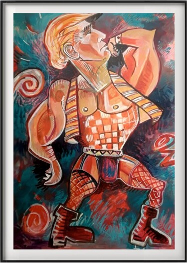 Malerei mit dem Titel "troumpepeo." von Hassen Bakiri, Original-Kunstwerk, Acryl
