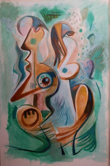 Painting titled "Inspiration lointai…" by Hassen Bakiri, Original Artwork, Oil
