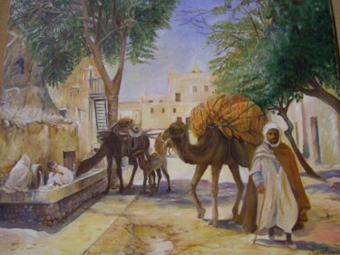 Peinture intitulée "" Aïn Oumamine "" par Hassina Bouglam, Œuvre d'art originale