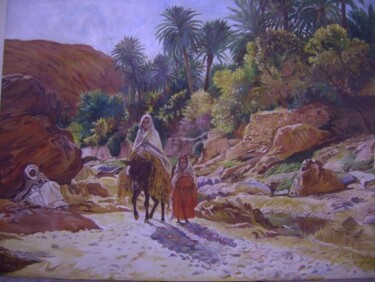 Peinture intitulée "L'Oued de Bou Saâda…" par Hassina Bouglam, Œuvre d'art originale