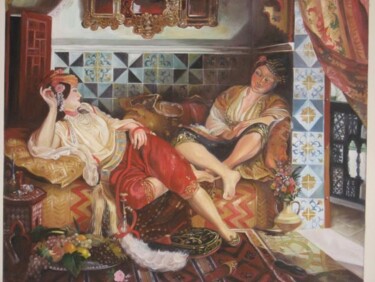 Pintura titulada "Femmes mauresques d…" por Hassina Bouglam, Obra de arte original