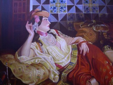 Peinture intitulée "Femmes dans leur ap…" par Hassina Bouglam, Œuvre d'art originale