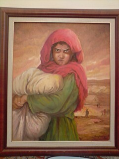 Painting titled "La petite refugiée" by Hassina Bouglam, Original Artwork