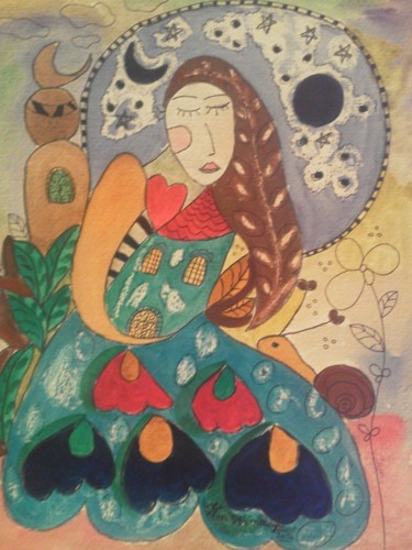 Peinture intitulée "Petite Maison" par Hassina Zahaf, Œuvre d'art originale