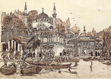 Painting titled "İstanbul" by Hatice Özbayrak, Original Artwork, Wood