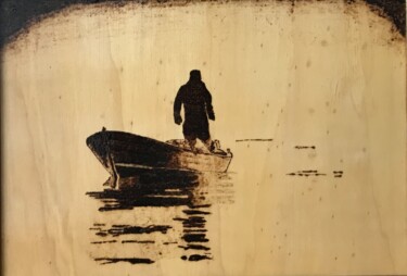 Painting titled "Unemployed man" by Hatice Özbayrak, Original Artwork, Wood Mounted on Wood Panel