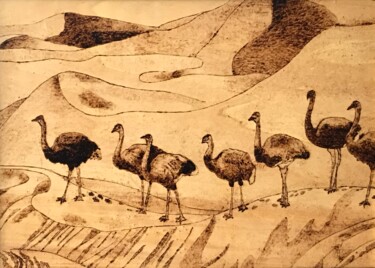 Pintura titulada "Cemal birds in the…" por Hatice Özbayrak, Obra de arte original, Madera
