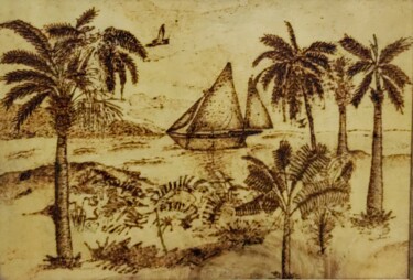 Pintura intitulada "Paradise island" por Hatice Özbayrak, Obras de arte originais, Marcador