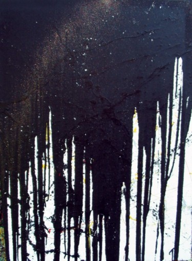 Peinture intitulée "Coulure noire" par Sébastien Hauduc, Œuvre d'art originale, Acrylique