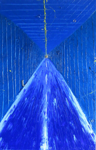 Painting titled "Sans fond bleu" by Sébastien Hauduc, Original Artwork, Oil