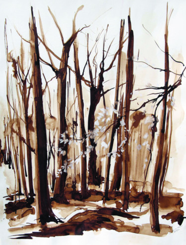 Painting titled "foret.jpg" by Stéphane Hauton (O), Original Artwork, Watercolor