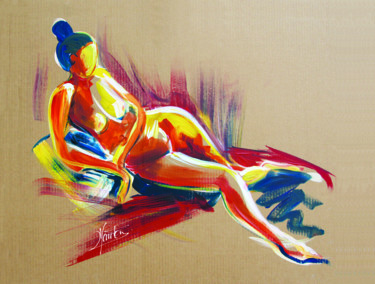 Malerei mit dem Titel "Femme reposée" von Stéphane Hauton (O), Original-Kunstwerk, Acryl