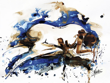 Peinture intitulée "Femme d'O" par Stéphane Hauton (O), Œuvre d'art originale, Aquarelle
