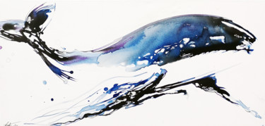 Pintura intitulada "La vague de l'essen…" por Stéphane Hauton (O), Obras de arte originais, Aquarela