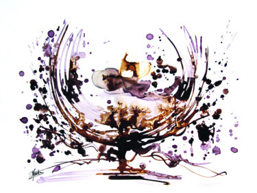 Peinture intitulée "Vin, champagne, un…" par Stéphane Hauton (O), Œuvre d'art originale, Aquarelle