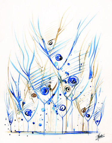 Dessin intitulée "Les poissons plantés" par Stéphane Hauton (O), Œuvre d'art originale, Encre