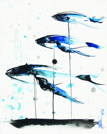 Peinture intitulée "Les baleines planté…" par Stéphane Hauton (O), Œuvre d'art originale, Acrylique