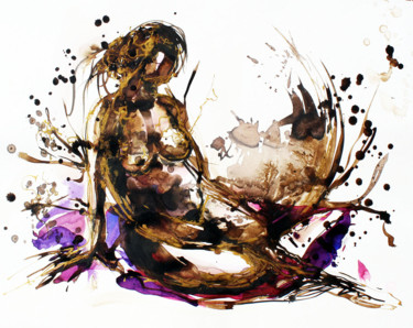 Рисунок под названием "Le corps de vin et…" - Stéphane Hauton (O), Подлинное произведение искусства, Акварель