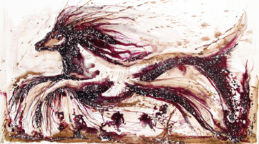 Рисунок под названием "Cheval de mer à la…" - Stéphane Hauton (O), Подлинное произведение искусства, Чернила Установлен на А…