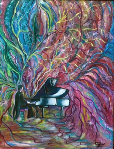 Pintura titulada "Music-1" por Galina-Hava, Obra de arte original