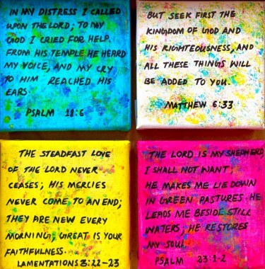 Painting titled "Bible Verses" by Havana Wilson, Original Artwork, Acrylic Mounted on Wood Stretcher frame