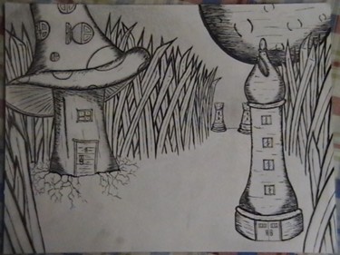 Drawing titled "Mushroom Chess" by Havok, Original Artwork, Other