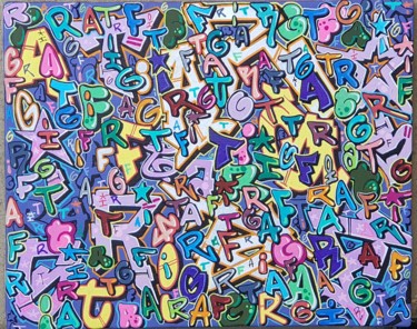 Schilderij getiteld "Graffiti letters" door Onemight, Origineel Kunstwerk, Acryl