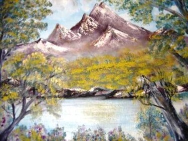 Painting titled "montagne" by Hayat Dadoun, Original Artwork