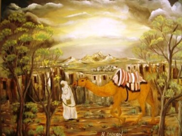 Pittura intitolato "sahara" da Hayat Dadoun, Opera d'arte originale, Olio