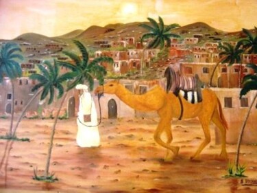 Peinture intitulée "sahara" par Hayat Dadoun, Œuvre d'art originale, Huile