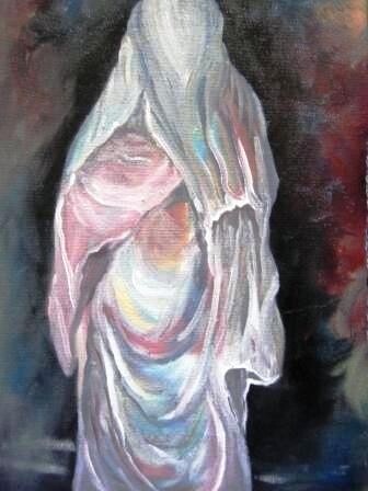 Peinture intitulée "femme voilée" par Hayat Dadoun, Œuvre d'art originale