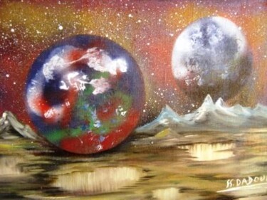 Pintura titulada "planete rouge" por Hayat Dadoun, Obra de arte original