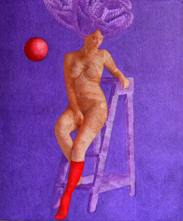 Peinture intitulée "Woman & Rope   9" par Haydar Ekinekk, Œuvre d'art originale, Huile