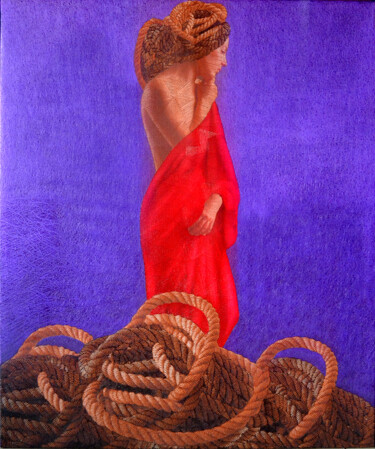 Ζωγραφική με τίτλο "Woman & Rope 13" από Haydar Ekinekk, Αυθεντικά έργα τέχνης, Λάδι