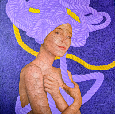 Peinture intitulée "Woman & Rope   16" par Haydar Ekinekk, Œuvre d'art originale, Huile