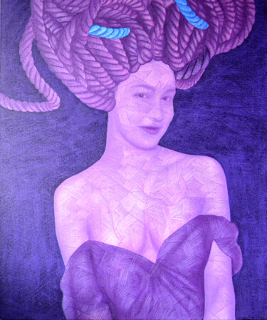 Schilderij getiteld "Woman & Rope 17" door Haydar Ekinekk, Origineel Kunstwerk, Olie