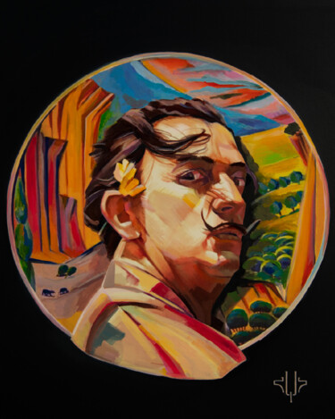 Картина под названием "Salvador Dali and S…" - Hayk Hovhannisyan, Подлинное произведение искусства, Акрил Установлен на Дере…
