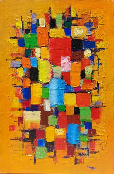 Картина под названием "Abstraction-4" - Hayk Miqayelyan, Подлинное произведение искусства, Акрил Установлен на Деревянная ра…