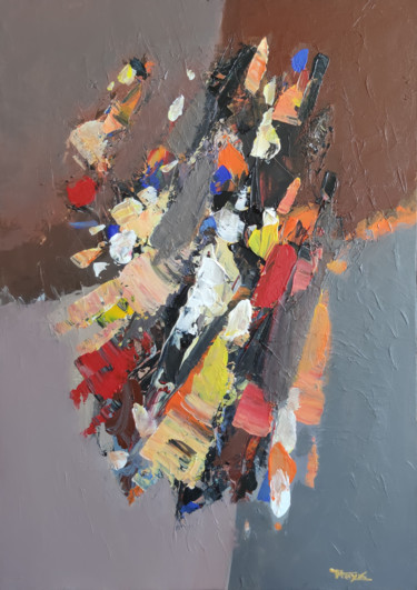 Картина под названием "Abstraction-19" - Hayk Miqayelyan, Подлинное произведение искусства, Масло Установлен на Деревянная р…
