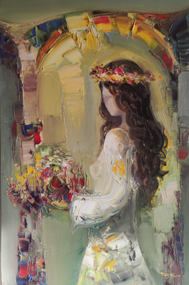 Painting titled "Bride (40x60cm, oil…" by Hayk Miqayelyan, Original Artwork, Oil Mounted on Wood Stretcher frame