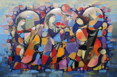 Картина под названием "Jazz-2 (60x90cm ,oi…" - Hayk Miqayelyan, Подлинное произведение искусства, Масло Установлен на Деревя…