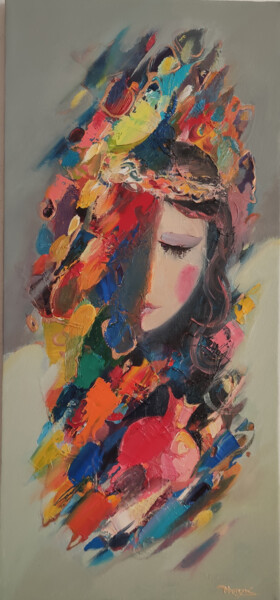 Картина под названием "Portrait (28x60cm,…" - Hayk Miqayelyan, Подлинное произведение искусства, Масло Установлен на Деревян…