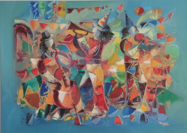 Painting titled "Musical festival (7…" by Hayk Miqayelyan, Original Artwork, Oil Mounted on Wood Stretcher frame