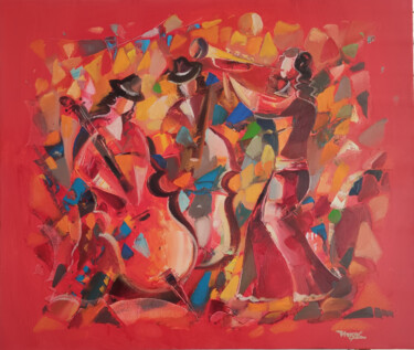 Painting titled "Musical festival (7…" by Hayk Miqayelyan, Original Artwork, Oil Mounted on Wood Stretcher frame
